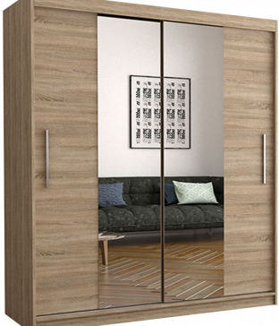 Idzczak Vista 01 150 cm s posuvnými dveřmi a zrcadly Dub Sonoma