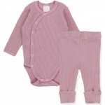 MBaby Zavinovací žebrované body tepláčky 2D sada pudrově růžová – Zboží Dáma