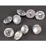 Luxusní knoflík se spodním přišitím - stříbrná s kamínkem - průměr 1,5 cm – Sleviste.cz
