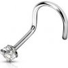 Piercing Šperky4U Zahnutý piercing do nosu titan čirý kamínek TIT1063C-030