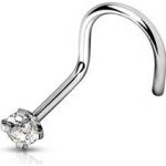 Šperky4U Zahnutý piercing do nosu titan čirý kamínek TIT1063C-030 – Sleviste.cz