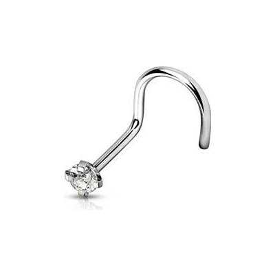 Šperky4U Zahnutý piercing do nosu titan čirý kamínek TIT1063C-030 – Sleviste.cz
