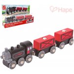 HAPE Vláček parní nákladní set mašinka 2 vagonky s nákladem – Zboží Dáma