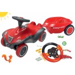 BIG Set auto Next Bobby Car BIG červené+interaktívny zvukový volant a prívesný vozík56230-5 – Sleviste.cz