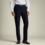 Charles Tyrwhitt Check Suit Trousers Navy Slim fit – Zboží Dáma
