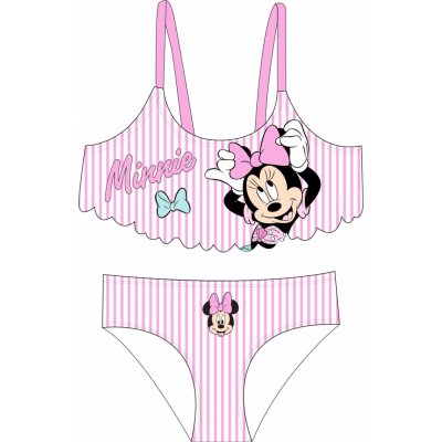 Minnie Mouse - licence Dívčí bikiny bílá / růžový proužek Růžová – Zboží Mobilmania