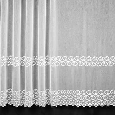 Rand záclona polyesterový batist TYTUS-961/1, vyšívaný ornament, s bordurou, ecru, výška 280cm (v metráži) – Hledejceny.cz