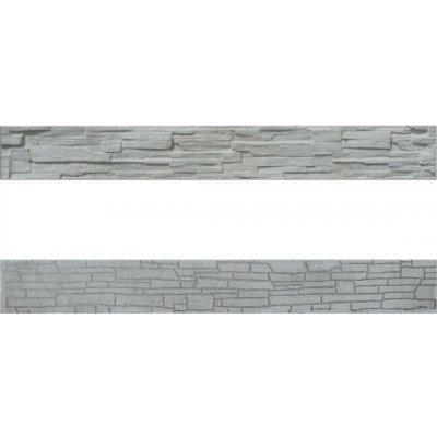 Betonová deska plotová sokl, oboustranná – 200 x 25 cm, štípaný a skládaný kámen - šedý – Sleviste.cz