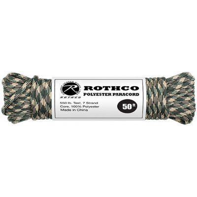 ROTHCO Šňůra PARACORD polyester 550LB 15 m 4mm WOODLAND