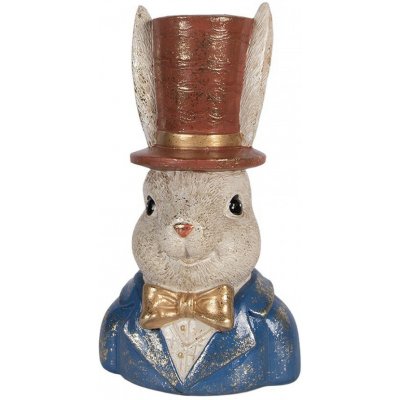 Clayre & Eef Dekorace busta králík elegán v klobouku a se zlatou patinou 17*13*29 cm – Hledejceny.cz