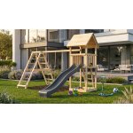 KARIBU domek LOTTI 89349 + modrá skluzavka + houpačka + žebřík – Zboží Mobilmania