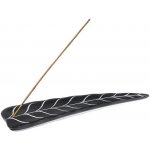 Mani Bhadra Stojánek na vonné tyčinky Úzký list černý mastek 25 x 6,5 cm – Zboží Dáma