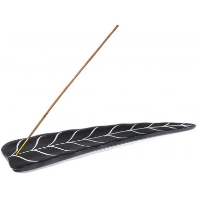 Mani Bhadra Stojánek na vonné tyčinky Úzký list černý mastek 25 x 6,5 cm – Zboží Dáma