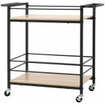 Servírovací stolek kolečka kov dřevo černá dub sonoma NoBi MORTON – Zboží Dáma