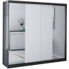 Šatní skříň Idzczak Multi 38 233 cm s posuvnými dveřmi a zrcadlem Stěny černá / bílá