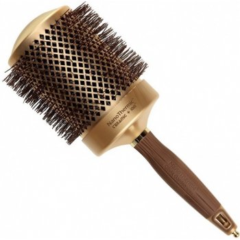 Olivia Garden Expert Blowout Shine Gold a Brown 80 mm kulatý foukací kartáč na vlasy
