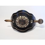 Kožená spona do vlasů s dřevěnou jehlicí č.3 Černá – Hledejceny.cz