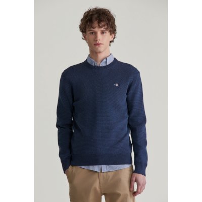 Gant 2-tone Textured C-neck modrá – Hledejceny.cz