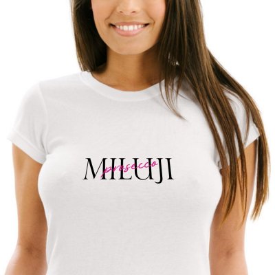 Dámské tričko MILUJI prosecco Bílá, Černo Růžová – Sleviste.cz