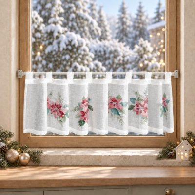 Vánoční dekorační krátká vitrážová záclona do kuchyně BETLEHEM 150x30 cm MyBestHome – Hledejceny.cz