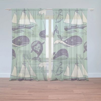 Sablio Záclony Velryby: 2ks 150x250cm – Hledejceny.cz