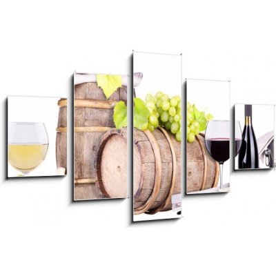 Obraz 5D pětidílný - 125 x 70 cm - champagne, red and white wine šampaňské, červené a bílé víno – Hledejceny.cz