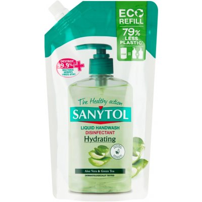 Sanytol antb. mýdlo 95% přír.složení hydratující náhradní náplň Aloe Vera&Zelený čaj 500 ml – Hledejceny.cz