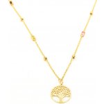 B&B Goldinvestic Zlatý řetízek strom života zdobený barevnými kamínky N5517-585/1000 – Zboží Dáma