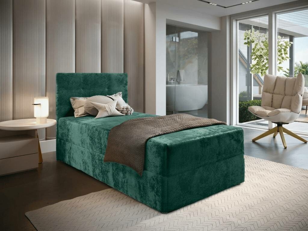 Textilomanie Glorien Velvet boxspring tmavě zelená matrace Bonell pružinová Kronos 19