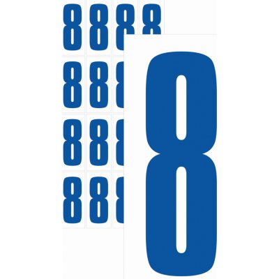 Čísla samolepicí 8 modrá samolepící vinylová fólie 25mm písmo - aršík 16 ks – Sleviste.cz