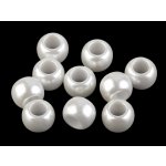 Plastové perly s velkým průvlekem 11x15 mm, 10 ks, bílá perleť č. 1 – Zbozi.Blesk.cz