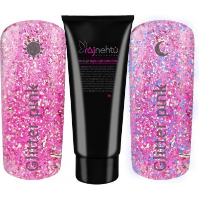 Ráj nehtů Akryl gel v tubě Night Light Glitter Pink 30 g – Zboží Dáma
