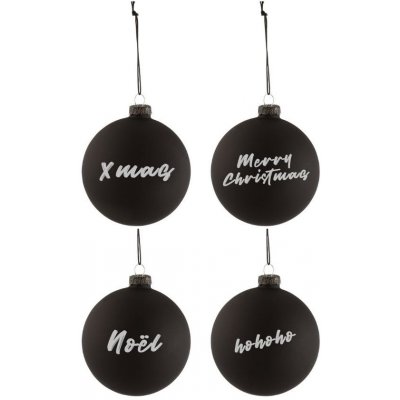 J-Line Set čtyř černých skleněných vánočních ozdob Hitam 10 cm – Hledejceny.cz