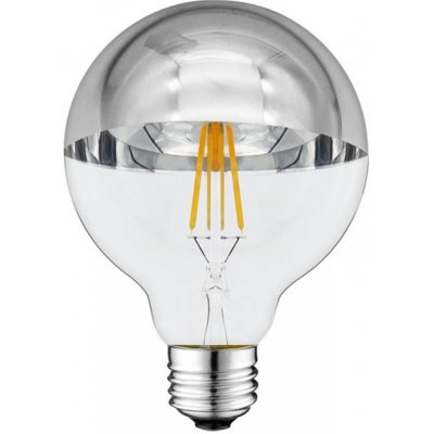 Optonica LED Žárovka G95 E27 Skleněná stříbrná 7W Teplá bílá – Zboží Živě