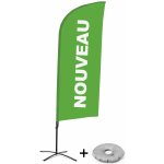 Jansen Display Kompletní sada reklamní vlajky ve tvaru křídla, Novinka, zelená, francouzština Křížová Základna, 1273 x 3030 mm – Zboží Živě