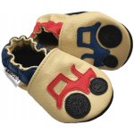 Ebooba Kožené capáčky s koženou podrážkou traktor Béžová – Zboží Dáma