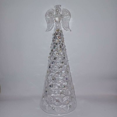 DECOLED Skleněný anděl 10 × 26 cm, čiré sklo – Sleviste.cz