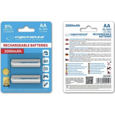 ESPERANZA dobíjecí baterie Ni-MH AA 2000 mAh 2 ks – bílé – Zboží Mobilmania