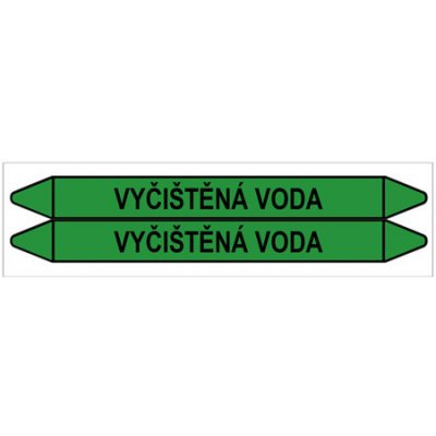 Značení potrubí, vyčištěná voda,2 ks, 450 × 52 mm – Zbozi.Blesk.cz