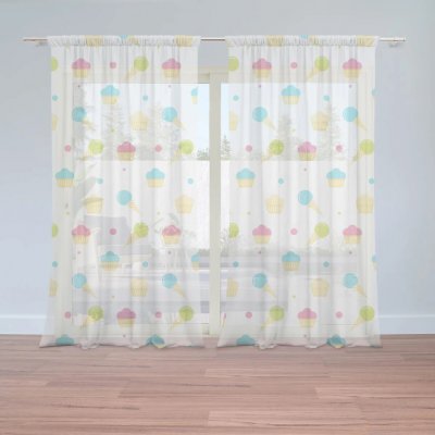 Sablio Záclony Zmrzlinky s muffiny: 2ks 150x250cm – Hledejceny.cz