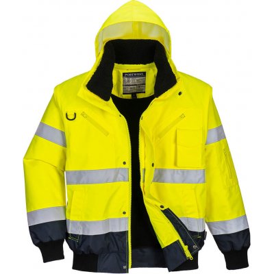 Portwest C465 Bunda Bomber Hi-Vis Contrast fluorescenční žluto/tm.modrá – Zboží Mobilmania