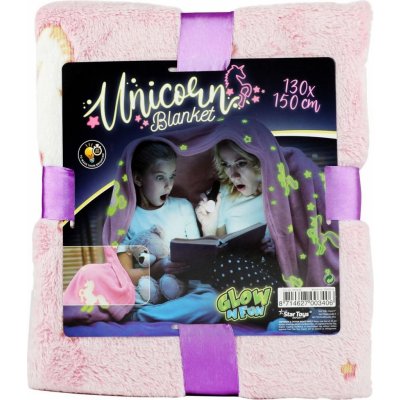 Teddies Deka Jednorožec svítící ve tmě plyš růžová – Zboží Dáma