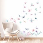 Plotbase, s.r.o. Nálepky na zeď motýli a květiny - rozměry 120x80cm – Sleviste.cz