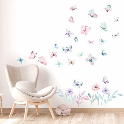 Plotbase, s.r.o. Nálepky na zeď motýli a květiny - rozměry 120x80cm – Sleviste.cz