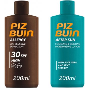 Piz Buin Set Allergy Lotion SPF 30 + After Sun Moisturising Lotion opalovací krém a zklidňující krém po opalování 200 ml + 200 ml