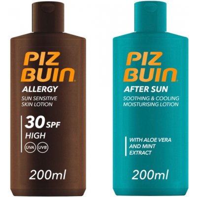 Piz Buin Set Allergy Lotion SPF 30 + After Sun Moisturising Lotion opalovací krém a zklidňující krém po opalování 200 ml + 200 ml