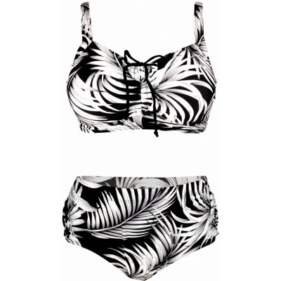 Salma dvoudílné plavky pro plnoštíhlé černobílé S803 bílá – Hledejceny.cz