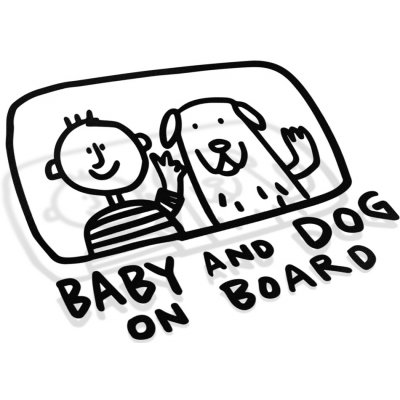 E-cut.cz Samolepka Baby And Dog On Board - 21x18,4 cm – Zboží Živě