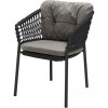 Zahradní židle a křeslo Cane-line Stohovatelné jídelní křeslo Ocean, 59x63x76 cm, rám hliník, výplet lanko Soft rope dark grey, bez polstrů