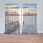 Sablio Záclony Západ slunce nad molem: 2ks 150x250cm – Zboží Mobilmania